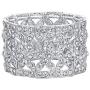 EVER FAITH Womens Austrian Crystal Elegant 2 Layers Hollow-Out Bridal Flower Leaf Stretch Bracelet