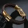 StarLight Mens Woven Leather Cuff Bracelet Fashion Stainless Steel Magnetic Buckle Wristband Punk Personality Bracelet StarLight Mens Woven Leather Cuff Bracelet Fashion Stainless Steel Magnetic Buckle Wristband Punk Personality Bracelet