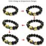 MANRUO Feng Shui The Best Prosperity Black Bead Bracelet with Color Changed Pi Xiu/Pi Yao Attract Wealth and Good Luck