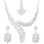 Touchstone Indian Bollywood Intricately Crafted Diamond Look Rhinestone Crystal Colorful Wedding Designer Jewelry Necklace Set in Gold and Silver Tone for Women.