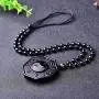 Handmade natural obsidian auspicious wealthy mother elephant jade pendant necklace