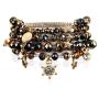RIAH FASHION Bohemian Multi-Layer Beaded Pendant Statement Stretch Strand Bracelet - Sparkly Bead Tassel Pom Pom Star Charm Stack Cuff Bangles