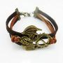 Ac Union Handmade Infinity Soccer Wolf Owl Cross Heart Birds Healing Dragon Dog Believe Heart Dragonfly Sister Friendship Gift Leather Bracelet for Girl Women