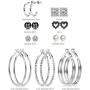 ORAZIO 9-45 Pairs Assorted Multiple Stud Earrings for Women Big Hoop Earrings Silver Tone