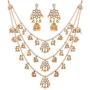 Aheli Ethnic Layered Faux Pearl Kundan Necklace Earring Set Indian Traditional Rani Har Wedding Bollywood Party Jewelry for Women