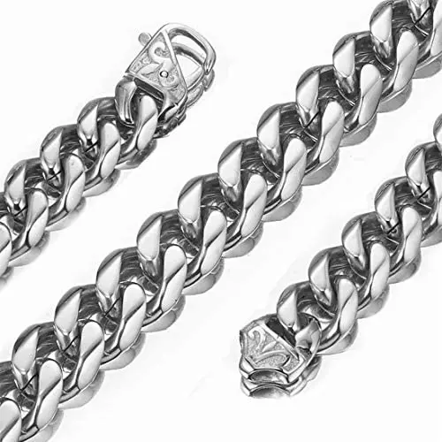 15mm Heavy Polished Cut Curb Cuban Mens Chain Boys 316L Stainless Steel Necklace Bracelet 7-40 inches 15mm Heavy Polished Cut Curb Cuban Mens Chain Boys 316L Stainless Steel Necklace Bracelet 7-40 inches