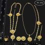 Yulaili Womens Ethiopian Necklace Eritrean Wedding Costume Gold Bridal African Traditional Jewellery Hairpin Forehead Hair Pieces