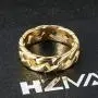 HZMAN Mens Stainless Steel 7mm Wide Band Cuban Link Chain Ring, 5 Colour HZMAN Mens Stainless Steel 7mm Wide Band Cuban Link Chain Ring, 5 Colour