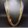 Gold Chain Necklace 7mm 24K Diamond Cut Smooth Cuban Link with a. USA Made