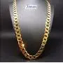 Gold Chain Necklace 7mm 24K Diamond Cut Smooth Cuban Link with a. USA Made Gold Chain Necklace 7mm 24K Diamond Cut Smooth Cuban Link with a. USA Made