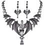 EVER FAITH Austrian Crystal Gothic Style Halloween Skull Bat Necklace Earrings Set