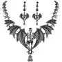 EVER FAITH Austrian Crystal Gothic Style Halloween Skull Bat Necklace Earrings Set EVER FAITH Austrian Crystal Gothic Style Halloween Skull Bat Necklace Earrings Set