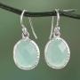 NOVICA Chalcedony .925 Sterling Silver Dangle Earrings, Pale Aqua Dewdrops
