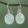 NOVICA Chalcedony .925 Sterling Silver Dangle Earrings, Pale Aqua Dewdrops