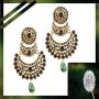 Touchstone Indian bollywood crystals Chand bali designer jewelry earrings in gold tone for women