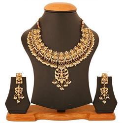 Touchstone Indian Bollywood Gorgeous Intricate Workmanship Mughal White Colorful Rhinestone Crystal Wedding Designer Jewelry Choker Necklace Set in Gold and Silver Tone for Women.