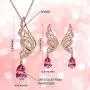Menton Ezil Butterfly Wings Necklace and Earrings Set for Women 18K Gold Plated Jewelry Set Crystal from Swarovski Jewelry Gift for Girls Wife Mom Menton Ezil Butterfly Wings Necklace and Earrings Set for Women 18K Gold Plated Jewelry Set Crystal from Swarovski Jewelry Gift for Girls Wife Mom