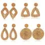 Finrezio 4 Pairs Rattan Dangle Earrings for Women Lightweight Bohemia Straw Wicker Braid Nature Brown Woven Geometric Statement Earring Set Handmade Jewelry Finrezio 4 Pairs Rattan Dangle Earrings for Women Lightweight Bohemia Straw Wicker Braid Nature Brown Woven Geometric Statement Earring Set Handmade Jewelry