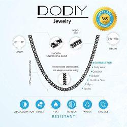 DODIY 6mm Curb Mens Necklace - Silver Chain Cuban Stainless Steel Jewelry - Neck Link Chains for Men Man Women Boys Male Military - 20'' 22'' 24'' 26'' 28'' 30'' inch