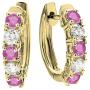 Dazzlingrock Collection 14K Round Gemstone & White Diamond Ladies Huggies Hoop Earrings, Yellow Gold