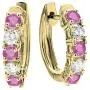 Dazzlingrock Collection 14K Round Gemstone & White Diamond Ladies Huggies Hoop Earrings, Yellow Gold
