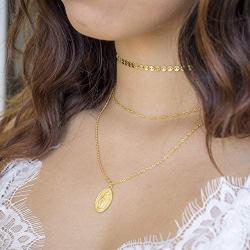 ZLXPRO Virgin Mary Necklace Blessed Mother Gold Pendant Christening Jewelry Sterling Silver Catholic Gift for Women Mom Sister