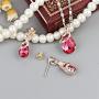 COLORFUL BLING Rose Gold Teardrop Infinity Pendant Necklace Dangle Earring Bridal Pearl Jewelry Sets