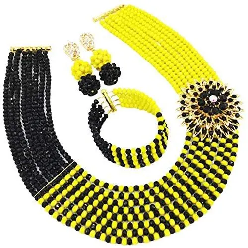 aczuv 8 Rows African Bead Necklace Jewelry Set for Women Nigerian Wedding Bridal Jewelry Sets aczuv 8 Rows African Bead Necklace Jewelry Set for Women Nigerian Wedding Bridal Jewelry Sets