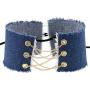 FM FM42 Multicolor 2.16'' Width Denim Gold-Tone Chain Chic Choker Collar Necklace Set, 4PCs PN1391