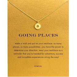 DESIMTION Friendship Butterfly Compass Necklace Good Luck Elephant Pendant Chain Necklace with Message Card Cute Anchor Necklace Birthday Gifts for Best Friend