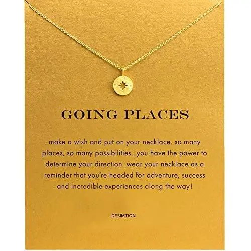 DESIMTION Friendship Butterfly Compass Necklace Good Luck Elephant Pendant Chain Necklace with Message Card Cute Anchor Necklace Birthday Gifts for Best Friend