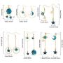 12 Pairs Moon Star Earrings Dangle Earth Planet Asymmetrical Drop Earrings Astronaut Stud Earrings Jewelry for Women Girls