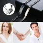 Udalyn 4Pcs Couple Necklace Bracelets Matching for Couples Love Heart Pendant Stainless Steel Necklace Boyfriend and Girlfriend Couples Jewelry Gifts for Him and Her