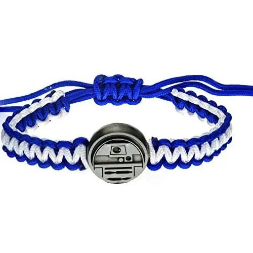 Star Wars Jewelry Unisex Adult Episode 8 R2-D2 Paracord Bracelet, Blue/White, Expandable