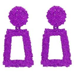 WPY Raised Design Geometric Rectangle Drop Dangle Statement Fashion Earrings