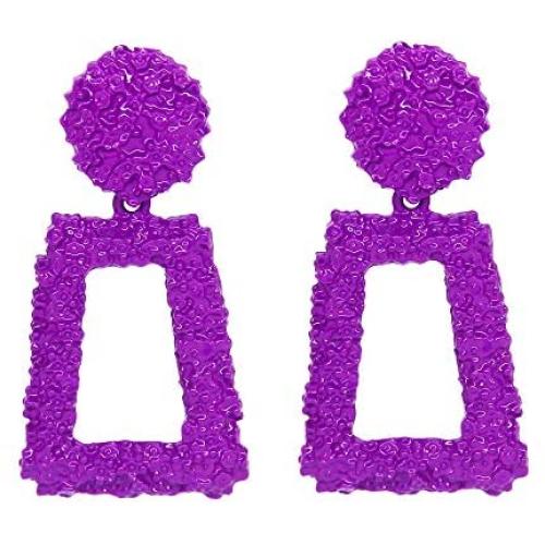 WPY Raised Design Geometric Rectangle Drop Dangle Statement Fashion Earrings