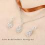 Unicra Bride Silver Necklace Earrings Sets Crystal Bridal Wedding Jewelry Set Rhinestone Choker Necklace for Women and Girls (Silver 1)