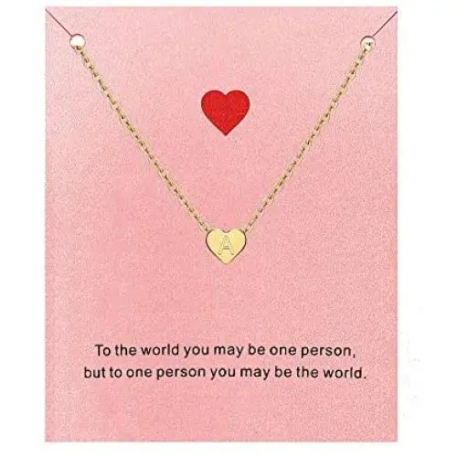 Your Always Charm Heart Initial Necklace for Women,14K Gold Tiny Alphabet Letter Necklace Personalized Birthday Jewelry Gifts