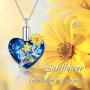 JUSTKIDSTOY Cremation Jewelry for Ashes 925 Sterling Silver Sunflower Urn Necklace with Crystal Keepsake Memorial Gift for Ashes of Loved Ones