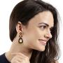 Efulgenz Indian Bollywood 14K Gold Plated Crystal Kundan Pearl Leaf Floral Chandelier Dangle Earrings Jewelry Set