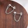 Minimalist Ball Bead Tassel Chain Drop Dangle Earrings for Women Girls S925 Sterling Silver Personalized Tiny Ball Studs Tragus Hypoallergenic Pierced Ear Fashion Personlized Punk Jewelry