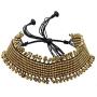 Zephyrr Choker Necklace Tribal Style Golden Metal Beaded With Black Threads JAN-1620
