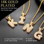 Custom Multiple Bling Bubble Letter Necklace 1-6Pcs 18K Gold Plated Statement Crystal Hip Hop Jewelry Personalized Lab Diamond Initials Pendant with Spiga Rope Chain or Tennis Chain 18-30 Inch, Send Gift Box