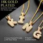 Custom Multiple Bling Bubble Letter Necklace 1-6Pcs 18K Gold Plated Statement Crystal Hip Hop Jewelry Personalized Lab Diamond Initials Pendant with Spiga Rope Chain or Tennis Chain 18-30 Inch, Send Gift Box