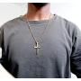 24K Gold Chain Style Cross Pendant Necklace Solid Clasp for Men, Husband, Teens Thin for Charms Miami Cuban Link Diamond Cut