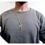 24K Gold Chain Style Cross Pendant Necklace Solid Clasp for Men, Husband, Teens Thin for Charms Miami Cuban Link Diamond Cut 24K Gold Chain Style Cross Pendant Necklace Solid Clasp for Men, Husband, Teens Thin for Charms Miami Cuban Link Diamond Cut