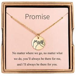 Augonfever Pinky Promise Necklace Compass Gift for Girls Women with Message Card