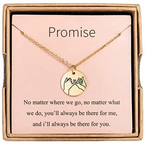 Augonfever Pinky Promise Necklace Compass Gift for Girls Women with Message Card