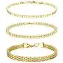 CASSIECA 3PCS Stainless Steel Chain Bracelets Set for Women Men Cuban Cube Bead Chain Bracelet Beaded Link Chain Bracelet Cable Bracelets Jewelry Gifts, Gold Silver Tone CASSIECA 3PCS Stainless Steel Chain Bracelets Set for Women Men Cuban Cube Bead Chain Bracelet Beaded Link Chain Bracelet Cable Bracelets Jewelry Gifts, Gold Silver Tone