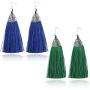 ZRosse 2 Pairs Bohemian Lightweight Handmade Tassels Dangle Drop Earrings Sets Long Fringe Vintage Boho Ethnic National Style Earrings Jewelry For Women Girls
